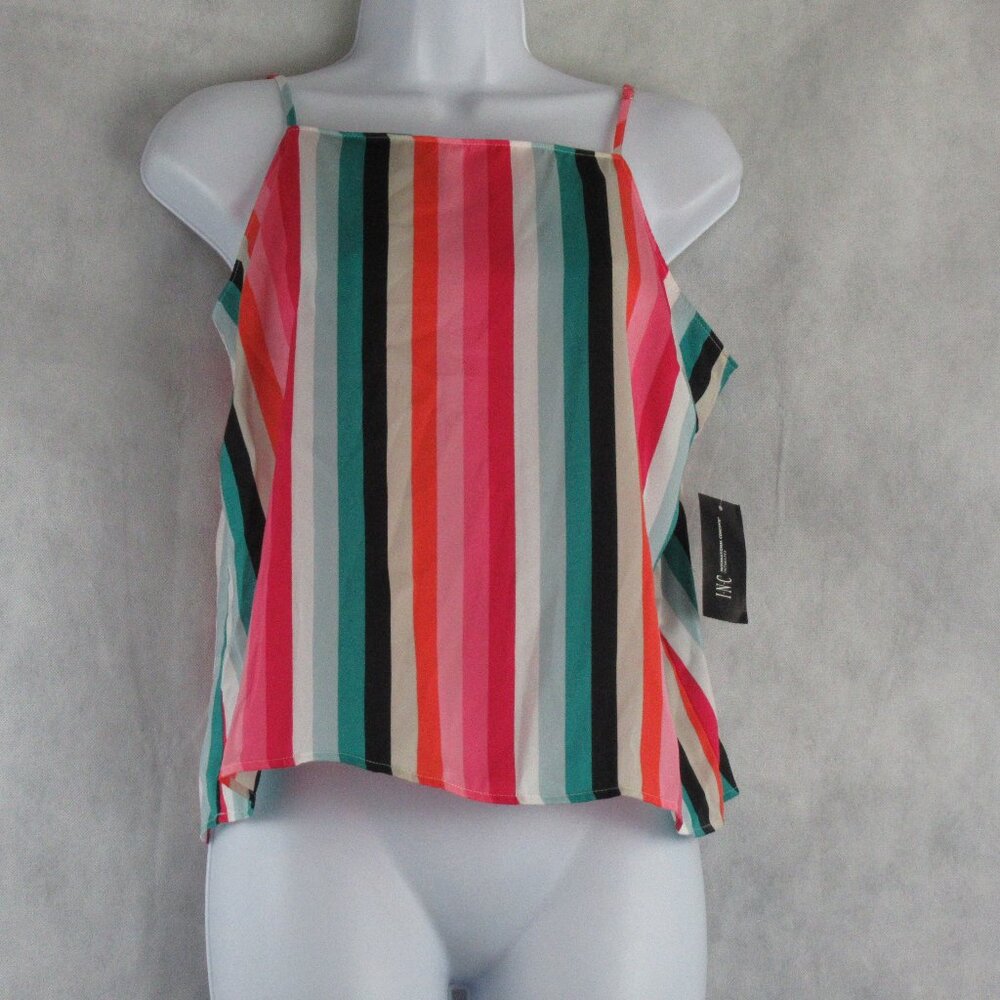 INC International Concepts Women's Pajama Top Camisole, Rainbow Multi Stripe
